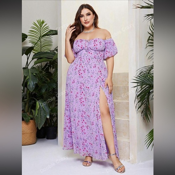 Double Crazy Women’s Plus Size Lavender Floral Dress - Picture 1 of 7